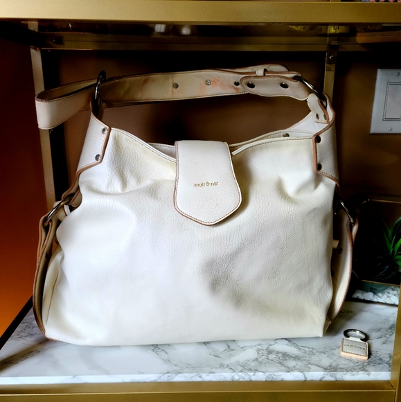Matt & Nat large white leather hobo bag - Picture 1 of 11